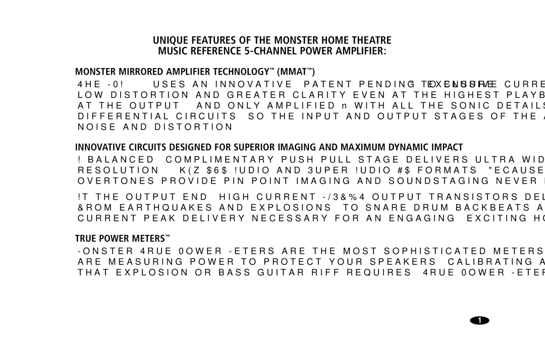 Monster Cable MPA5150 owner manual Monster Mirrored Amplifier Technology Mmat, True Power Meters 