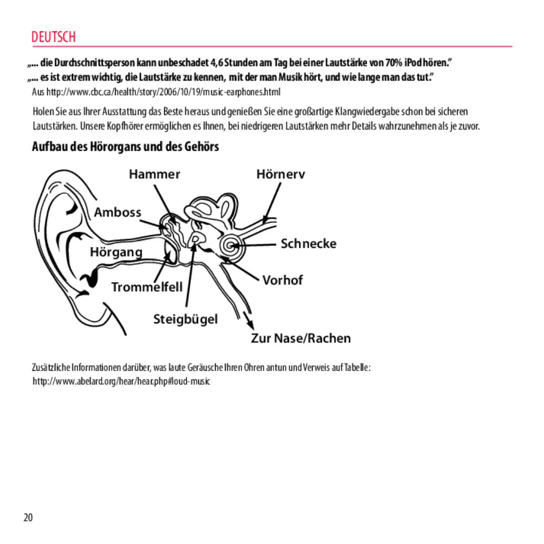 Monster Cable NCMHNTUONCTA, NCMHNTUONCRD, NCMHNTUONCPU, NCMHNTUONCGR TrommelfellVorhof Steigbügel Zur Nase/Rachen, Schnecke 