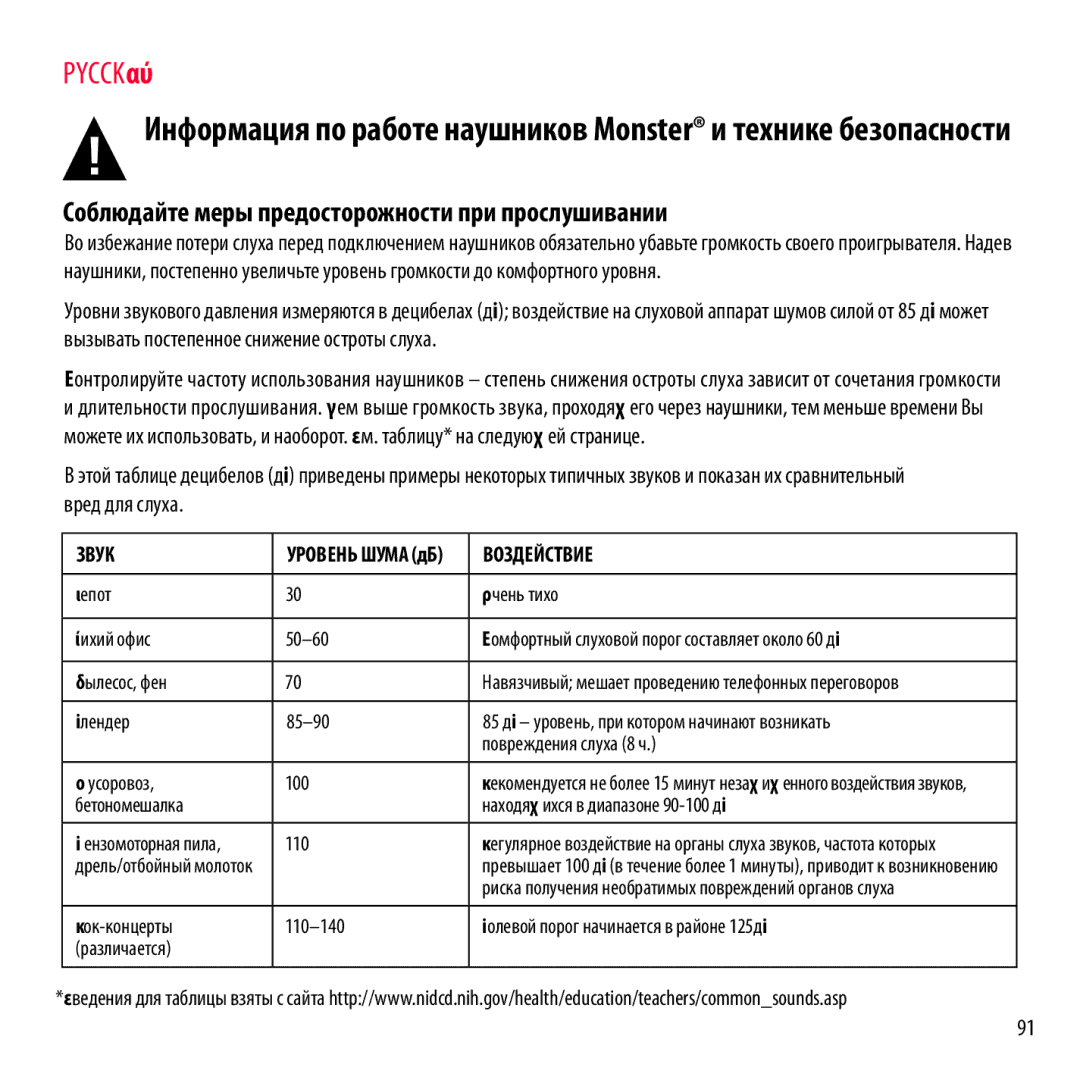 Monster Cable NCMHNTUONCRD warranty Соблюдайте меры предосторожности при прослушивании, Вред для слуха, Звук, Воздействие 