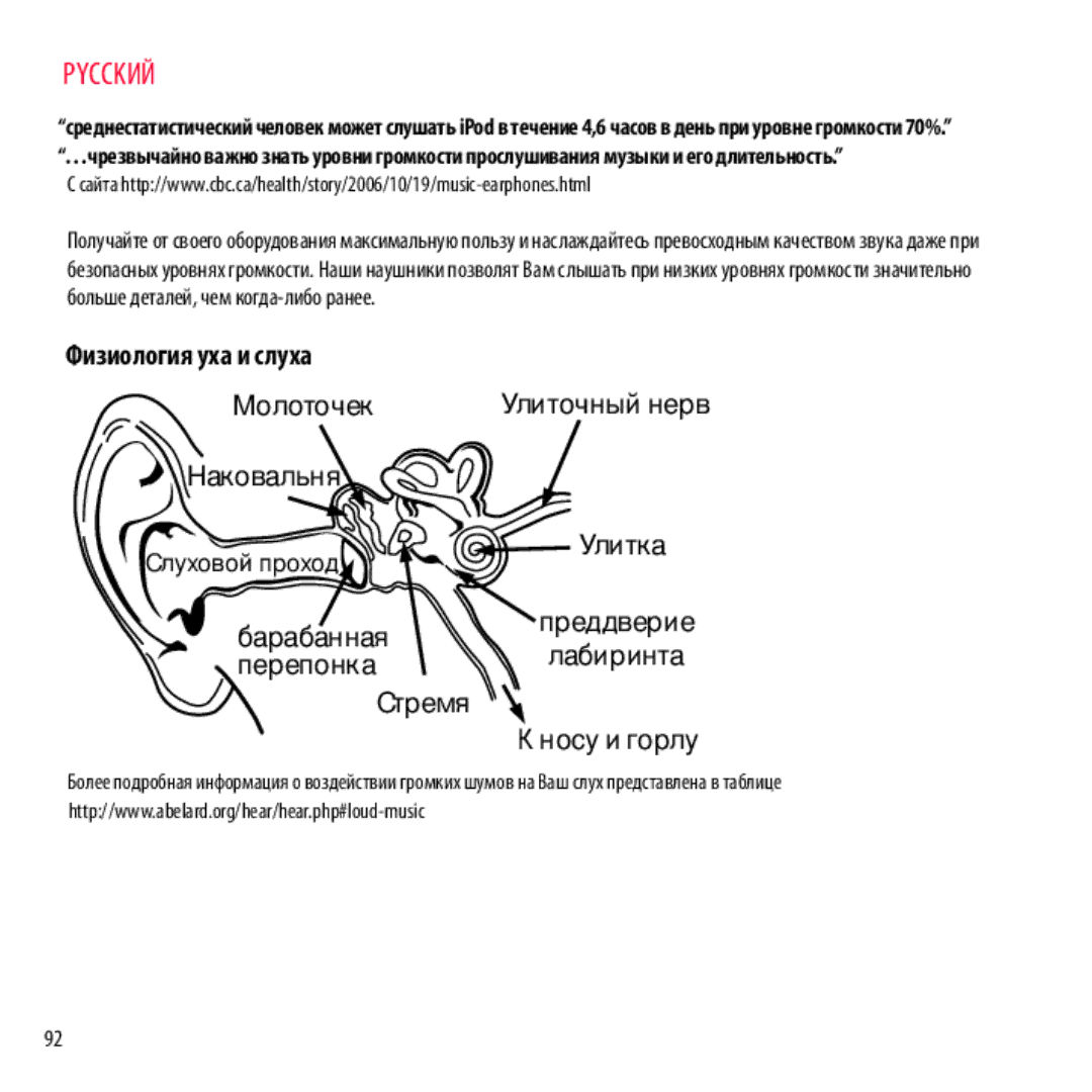 Monster Cable NCMHNTUONCPU, NCMHNTUONCTA Физиология уха и слуха Молоточек, Наковал ьня, Улитка, Барабанная, Перепонка 