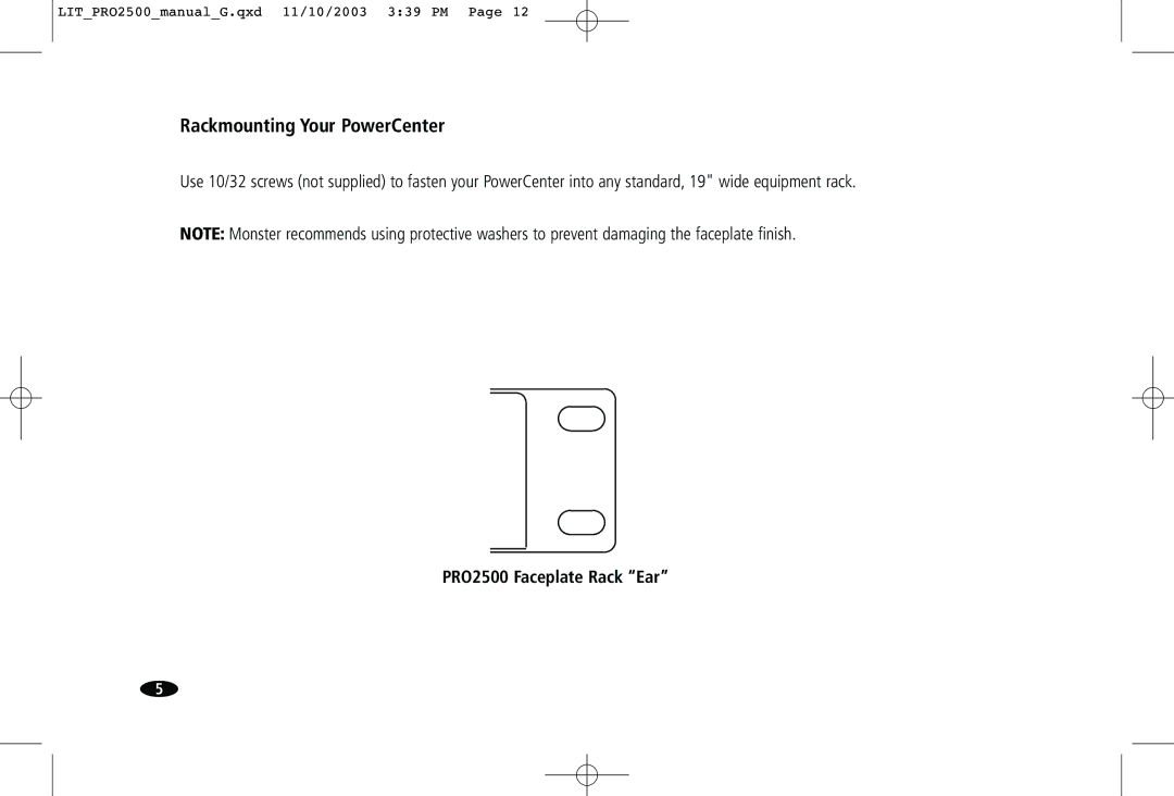 Monster Cable Pro 2500 owner manual Rackmounting Your PowerCenter 