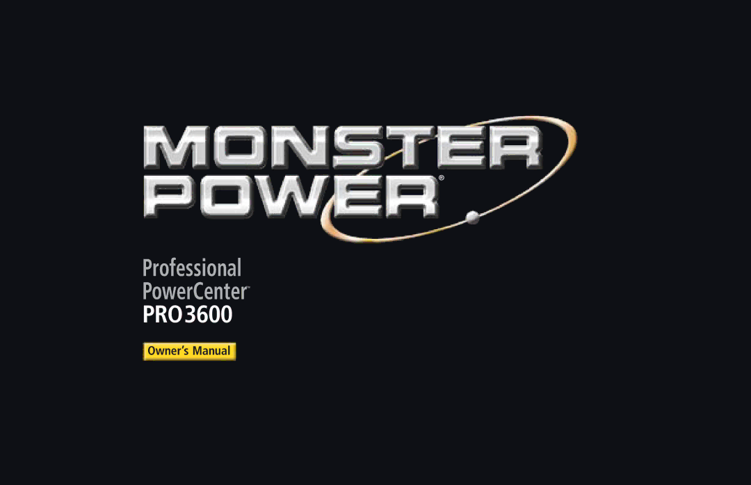 Monster Cable PRO 3600 owner manual PRO3600 