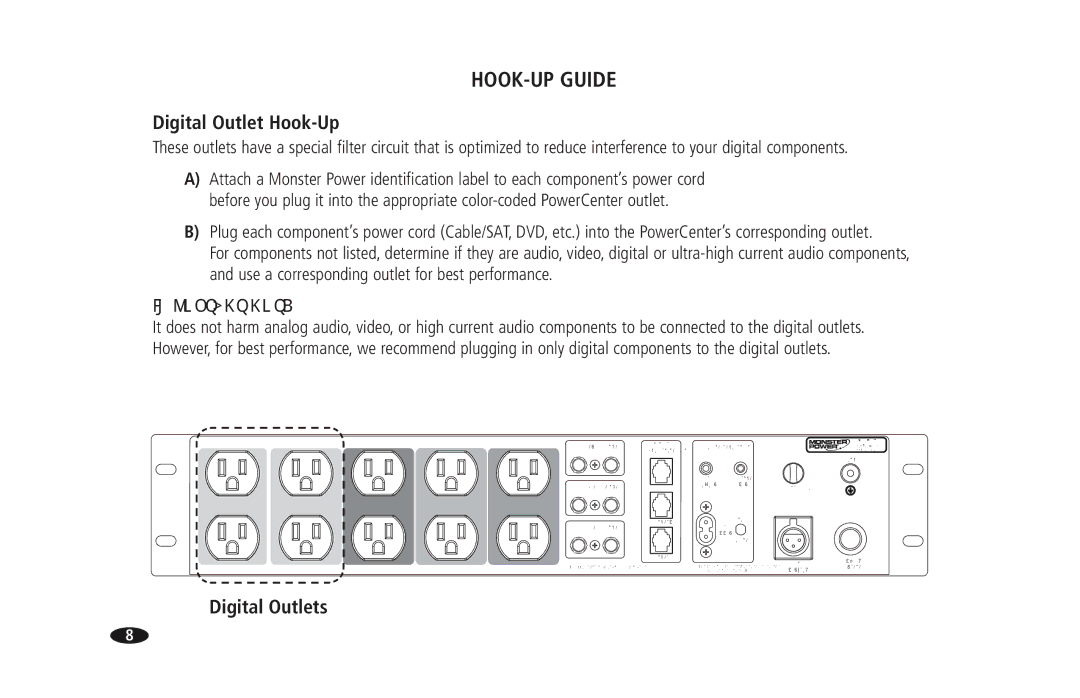 Monster Cable PRO 3600 owner manual HOOK-UP Guide, Digital Outlet Hook-Up, Digital Outlets 