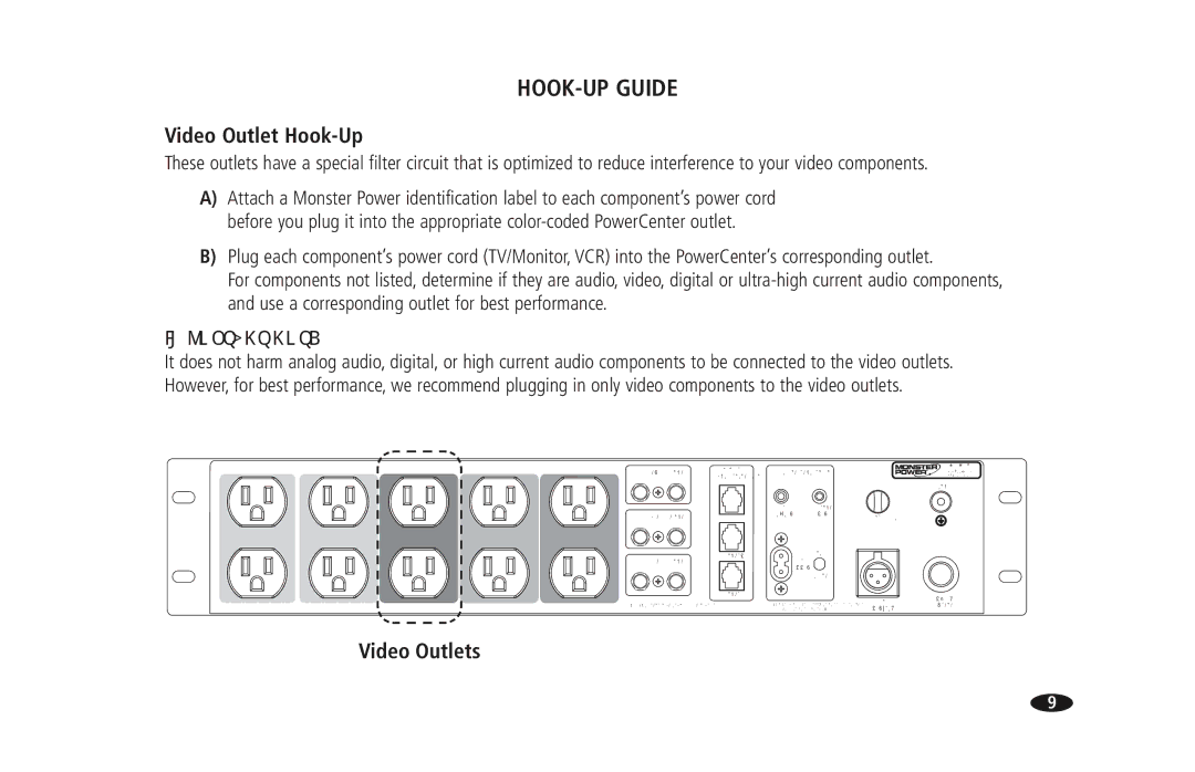 Monster Cable PRO 3600 owner manual Video Outlet Hook-Up, Video Outlets 