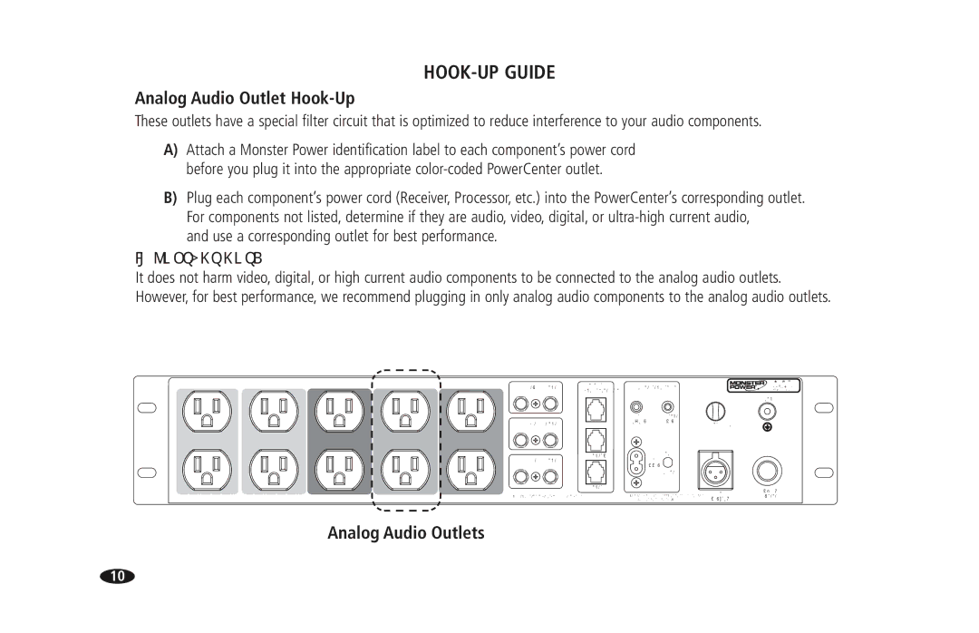 Monster Cable PRO 3600 owner manual Analog Audio Outlet Hook-Up, Analog Audio Outlets 