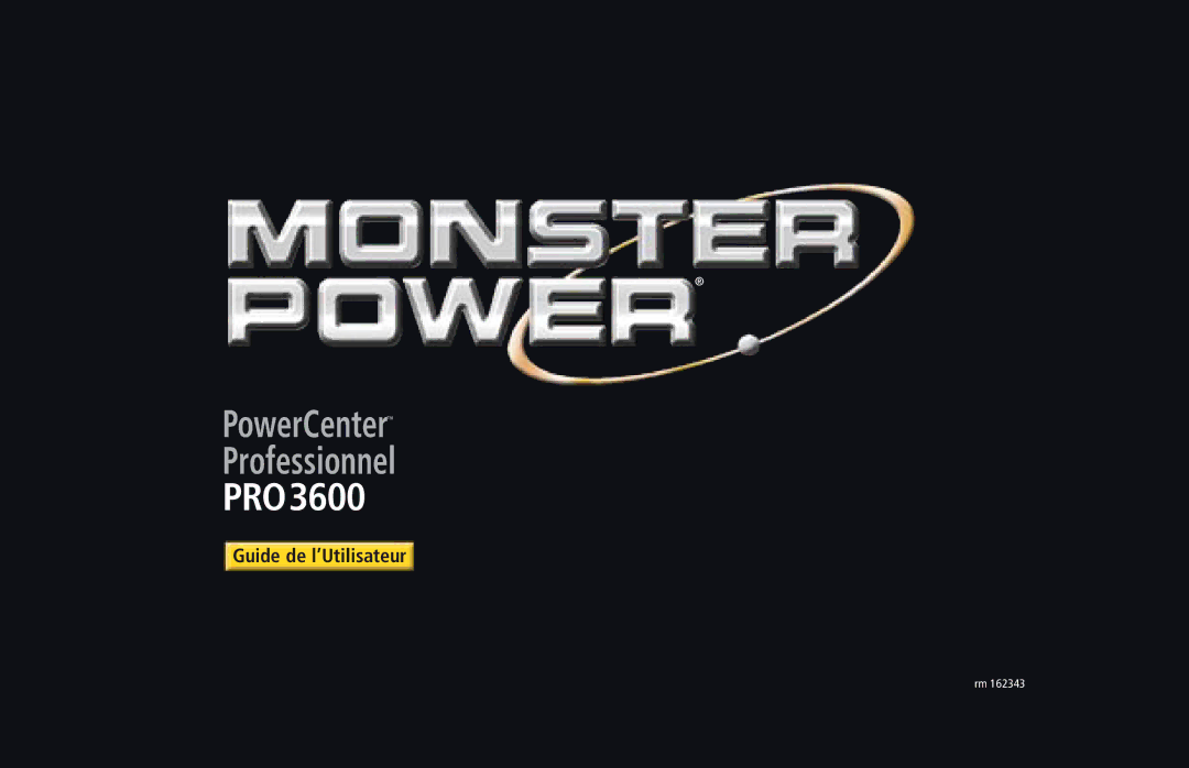 Monster Cable PRO 3600 owner manual PowerCenter Professionnel 