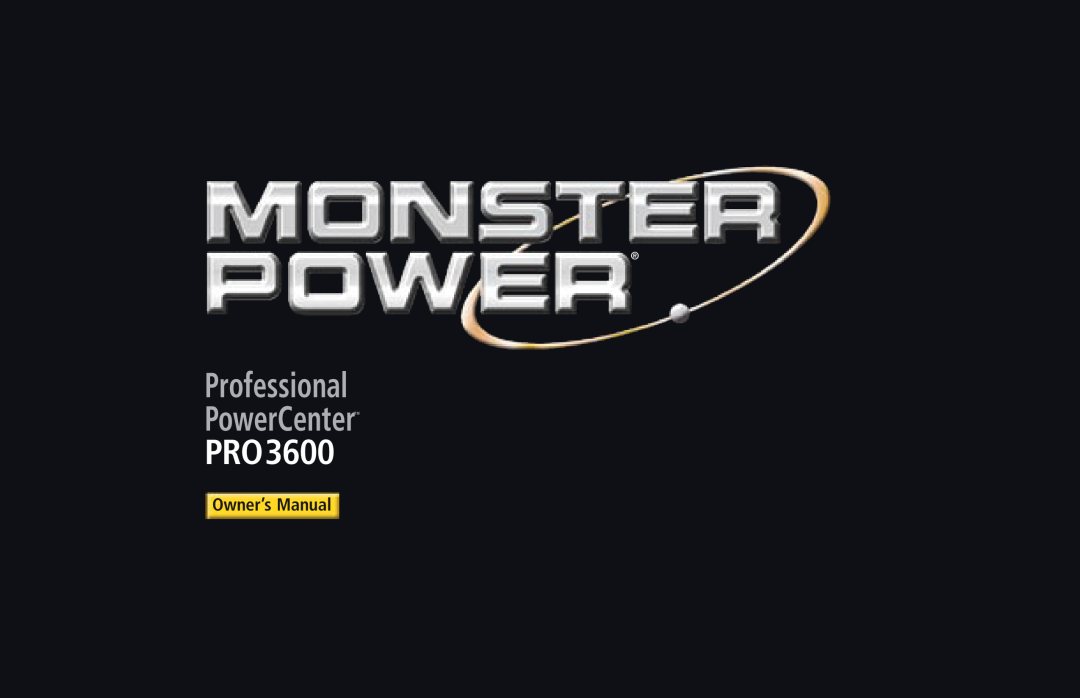 Monster Cable PRO 3600 owner manual Professional PowerCenter, PRO3600 