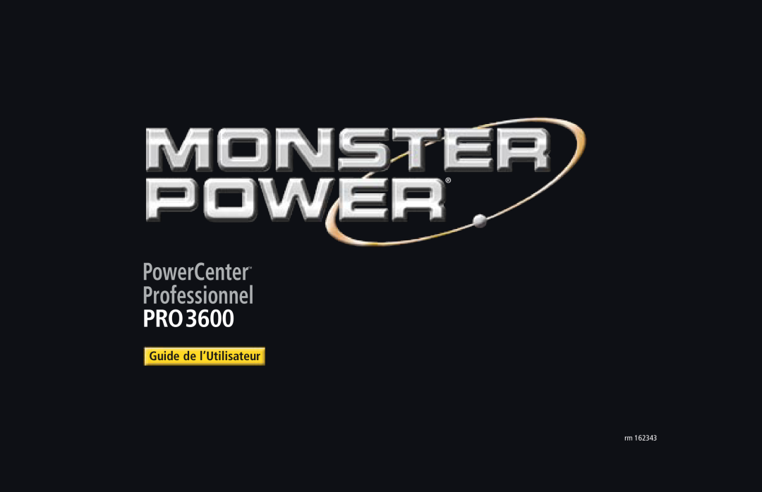 Monster Cable PRO 3600 owner manual PowerCenter Professionnel, PRO3600, Guide de l’Utilisateur 