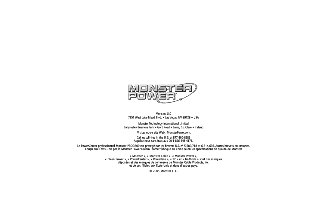 Monster Cable PRO 3600 owner manual Monster, LLC, Monster Technology International Limited 