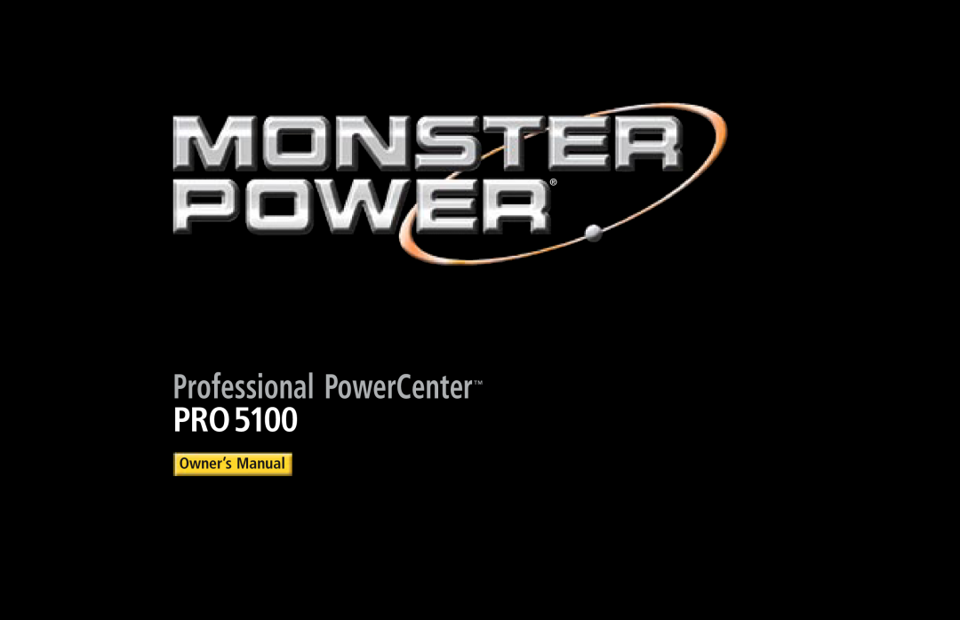 Monster Cable PRO 5100 owner manual Professional PowerCenter, PRO5100 