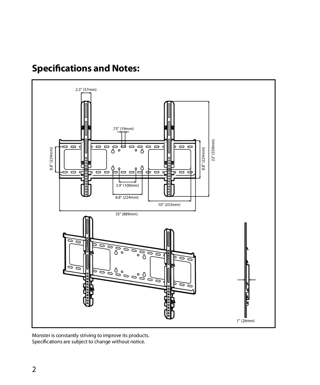 Monster Cable SmartViewTM 200L warranty Speciﬁcations and Notes 