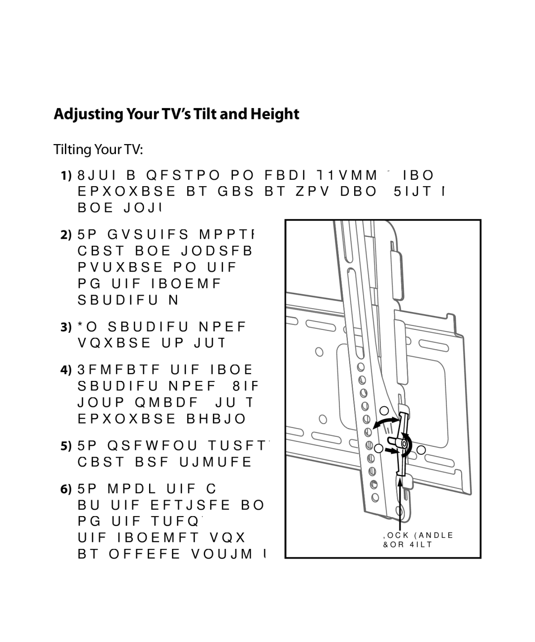 Monster Cable SmartViewTM 300M warranty Adjusting Your TV’s Tilt and Height, Tilting Your TV 