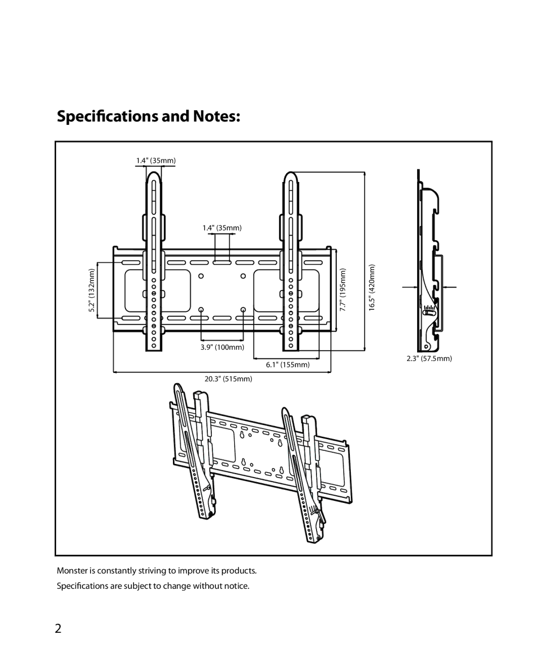 Monster Cable SmartViewTM 300M warranty Speciﬁcations and Notes 