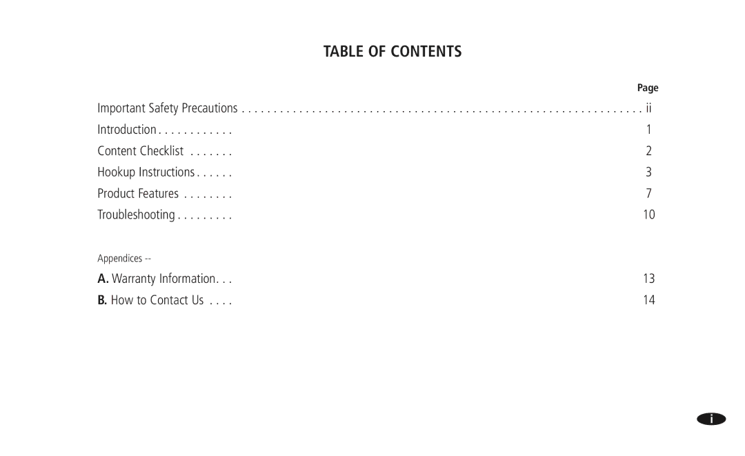 Monster Cable 108516 MSS-4-6, 13756800 manual Table of Contents 