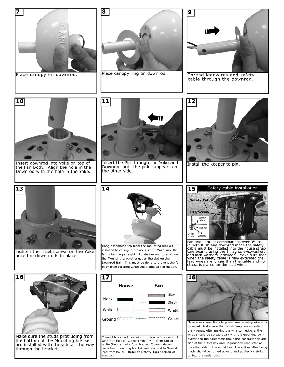 Monte Carlo Fan Company 4BN44WHD Series installation instructions House Fan 