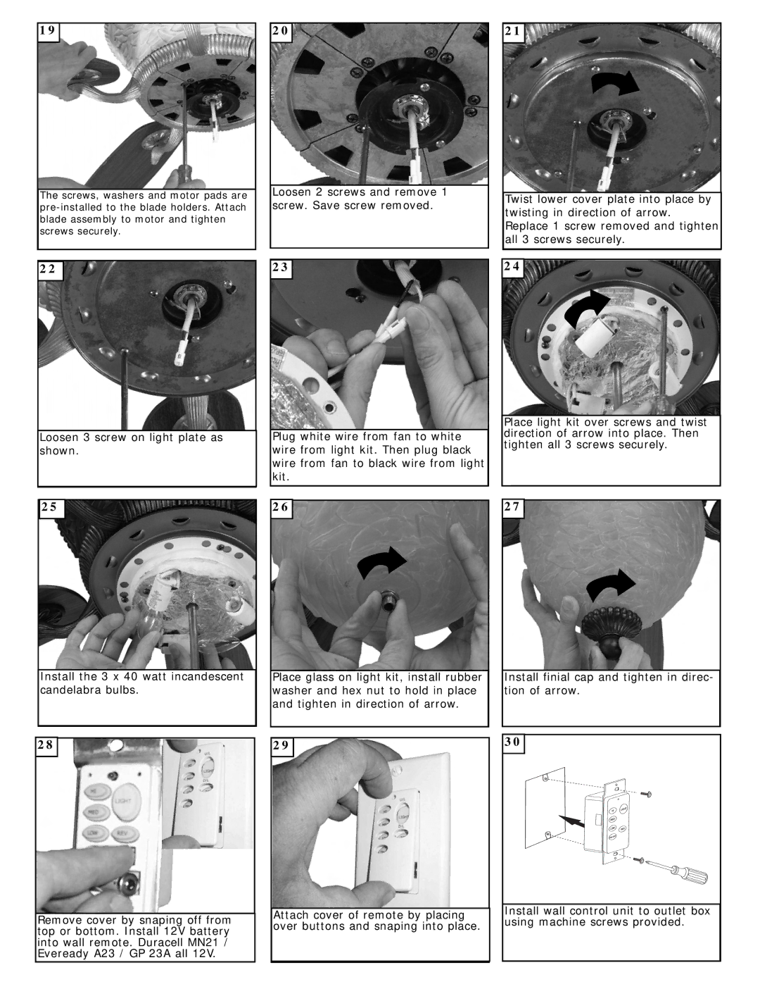 Monte Carlo Fan Company 5BUR52XXD Series owner manual 