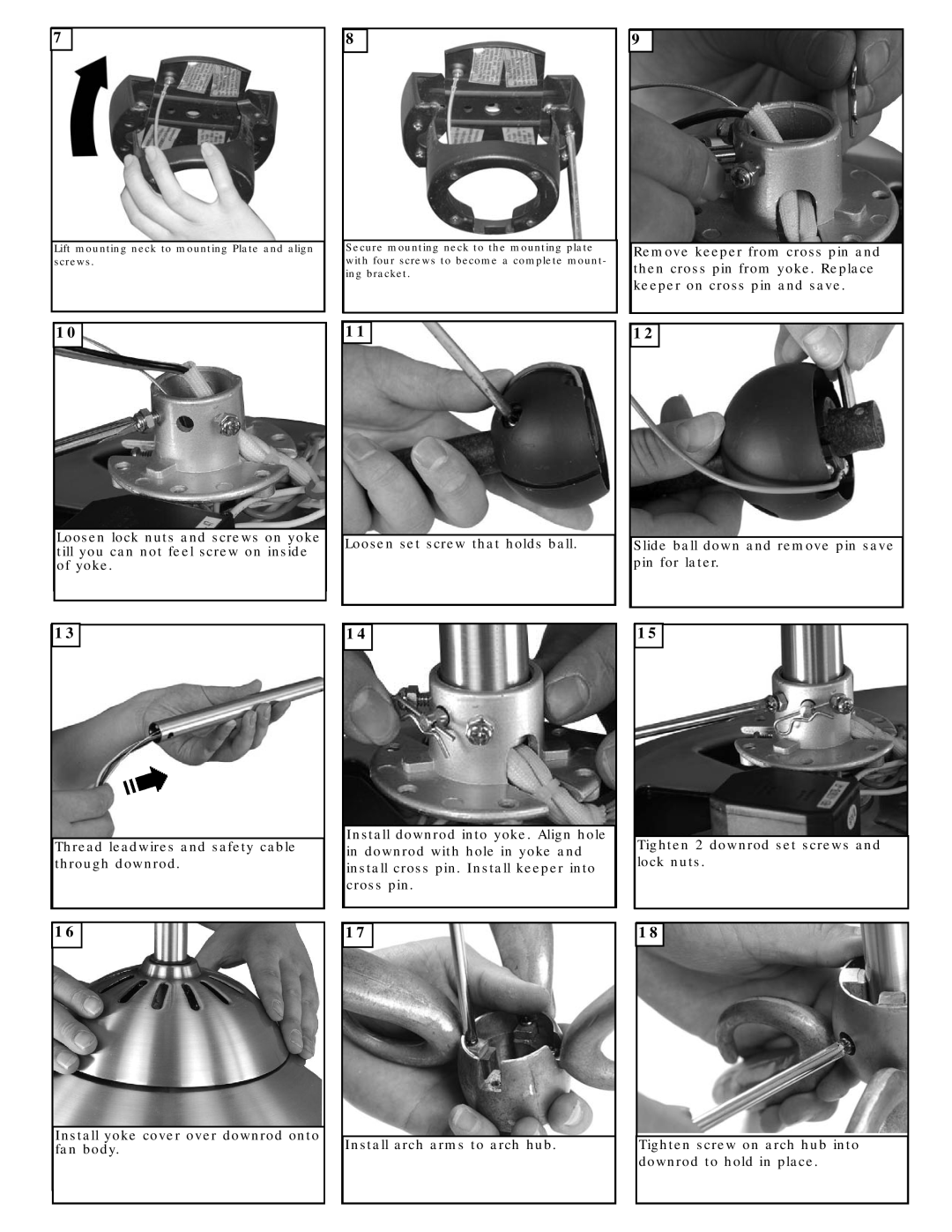 Monte Carlo Fan Company 5CLR66XXD Series owner manual Loosen set screw that holds ball 