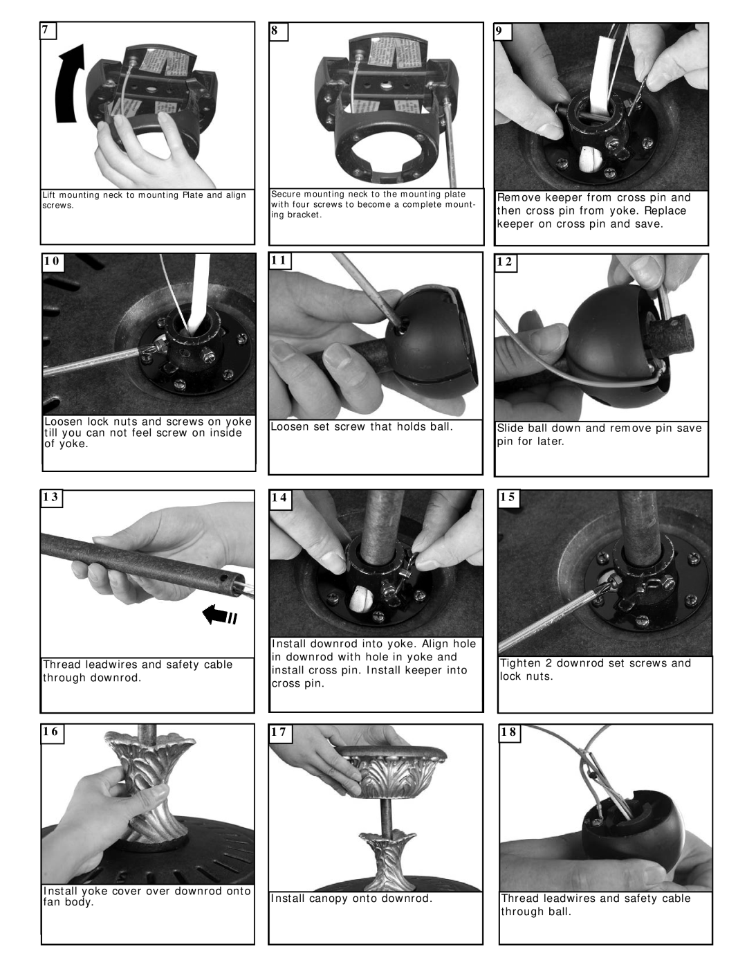 Monte Carlo Fan Company 5EPR60BRD Series owner manual Loosen set screw that holds ball 