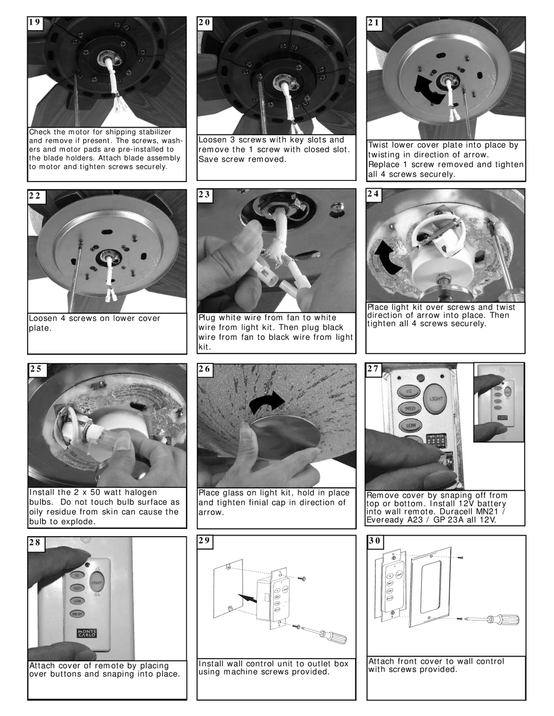 Monte Carlo Fan Company 5GMR52XXD Series owner manual 