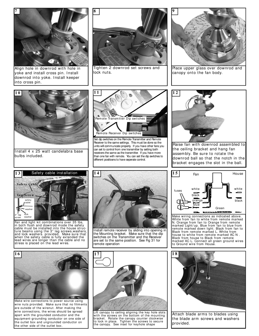 Monte Carlo Fan Company 5GMR52XXD Series owner manual Install 4 x 25 watt candelabra base bulbs included 