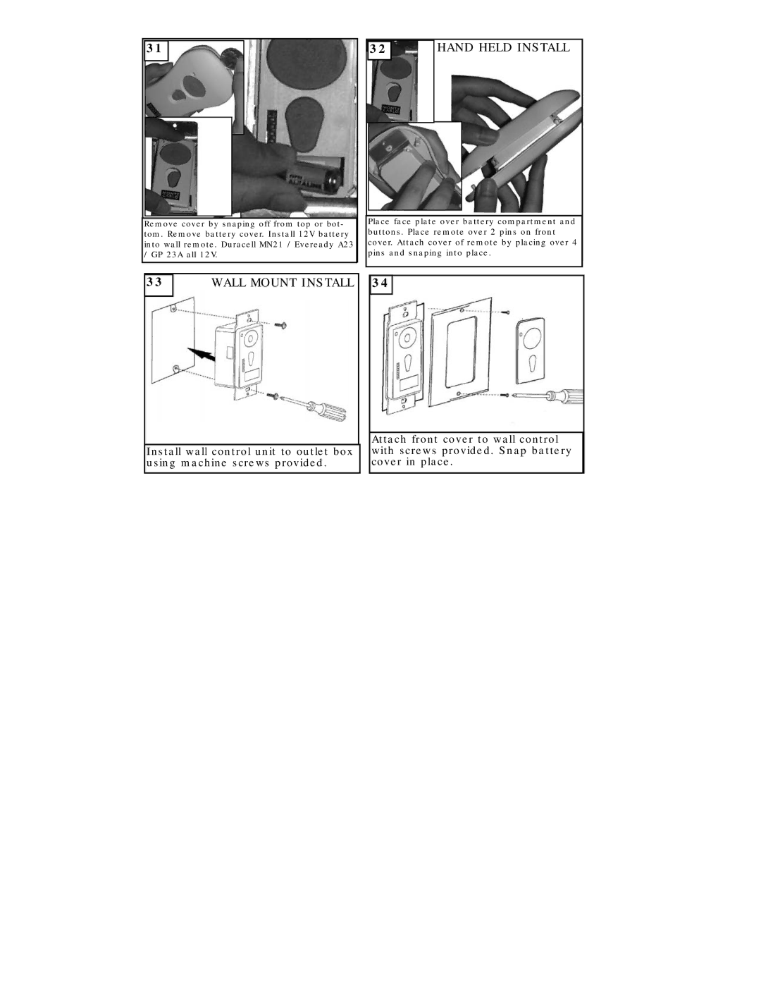 Monte Carlo Fan Company 5LNR52XXD Series owner manual Hand Held Install 