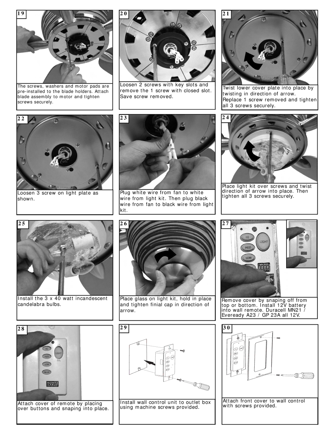 Monte Carlo Fan Company 5LOR52BSD owner manual 