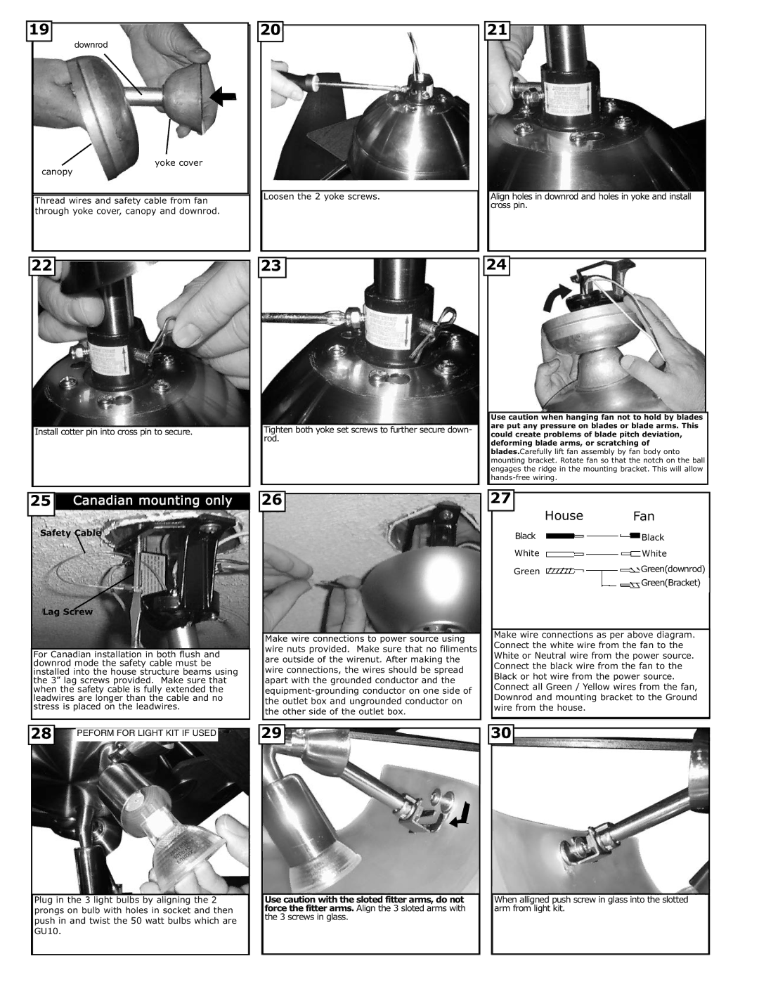 Monte Carlo Fan Company 5STR52 Canadian mounting only, Canopy Yoke cover, Install cotter pin into cross pin to secure 