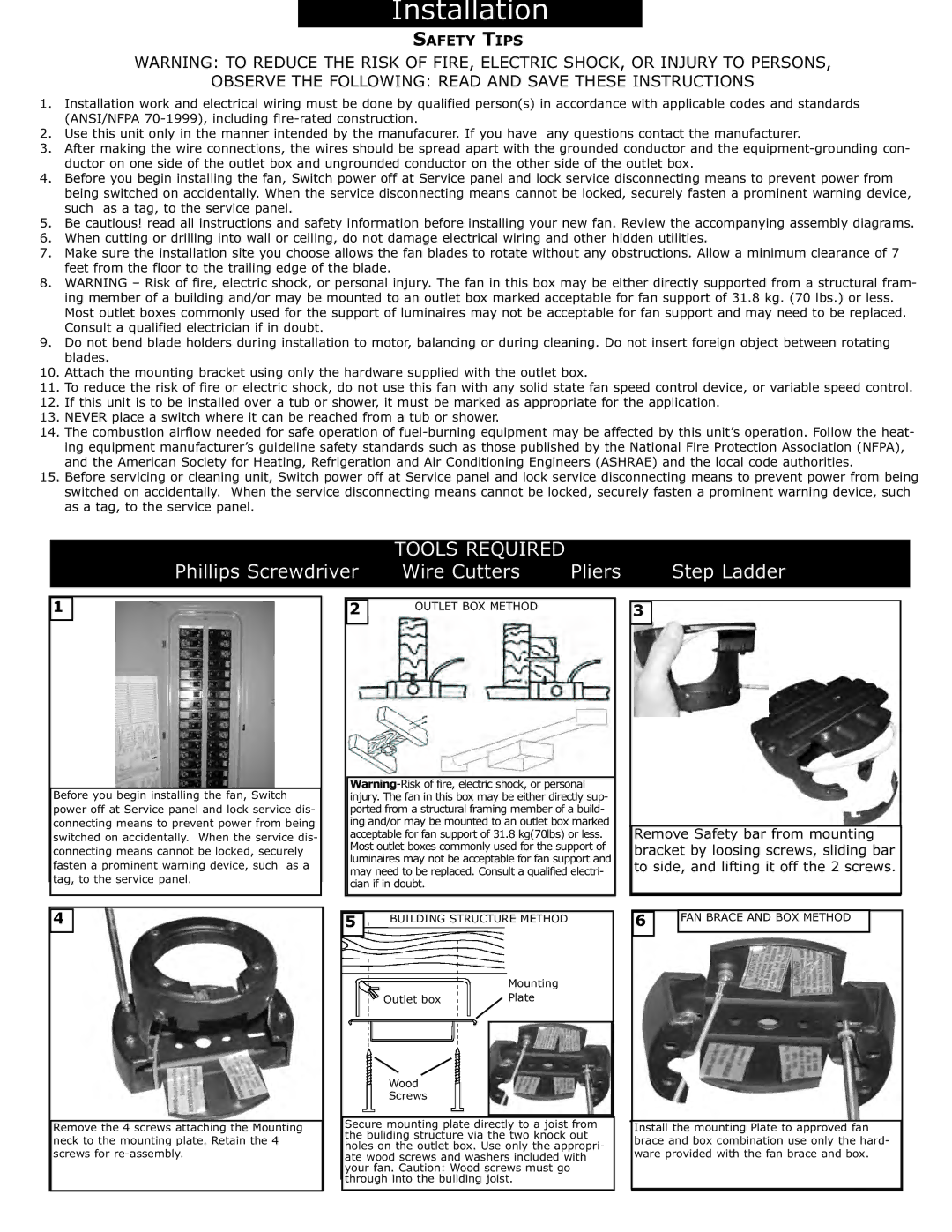 Monte Carlo Fan Company 5VYR56XXD owner manual Installation, Before you begin installing the fan, Switch 