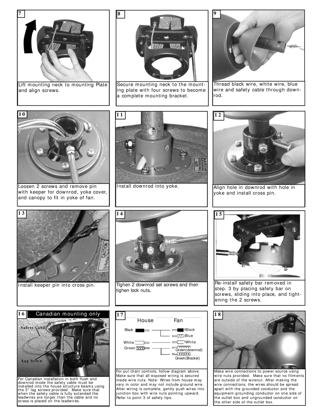 Monte Carlo Fan Company 5YM52 owner manual Canadian mounting only 