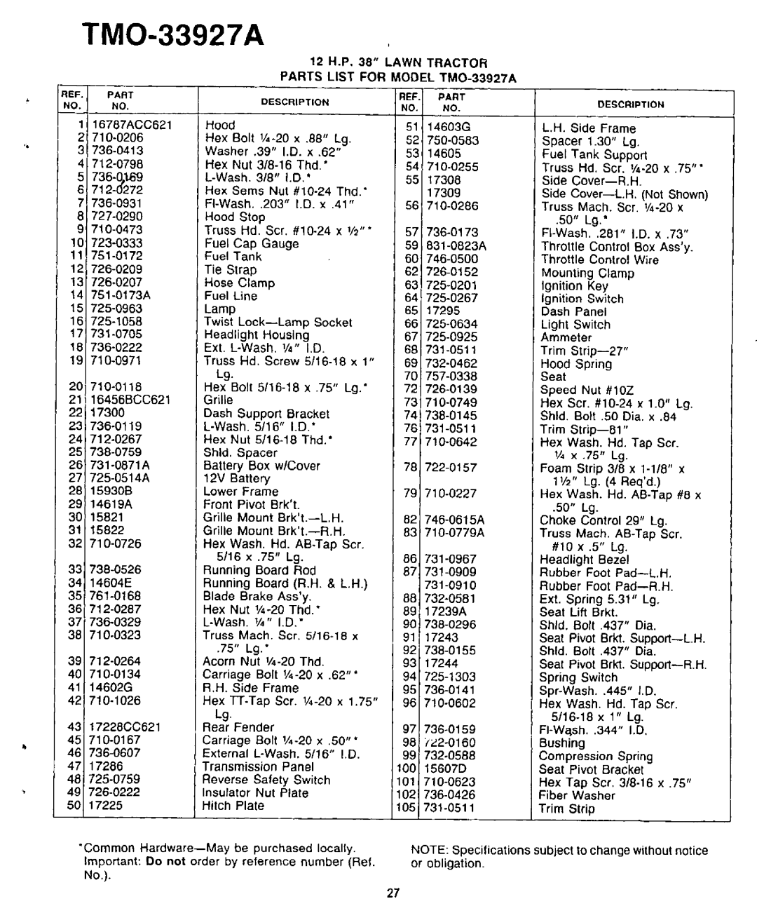 Montgomery Ward TMO-33905 A, TMO-33927 A manual 