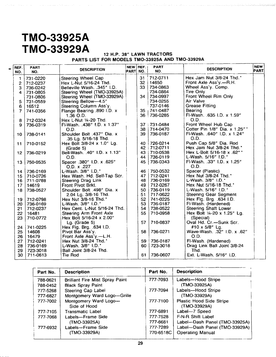 Montgomery Ward TMO-33925A, TMO-33929A manual 