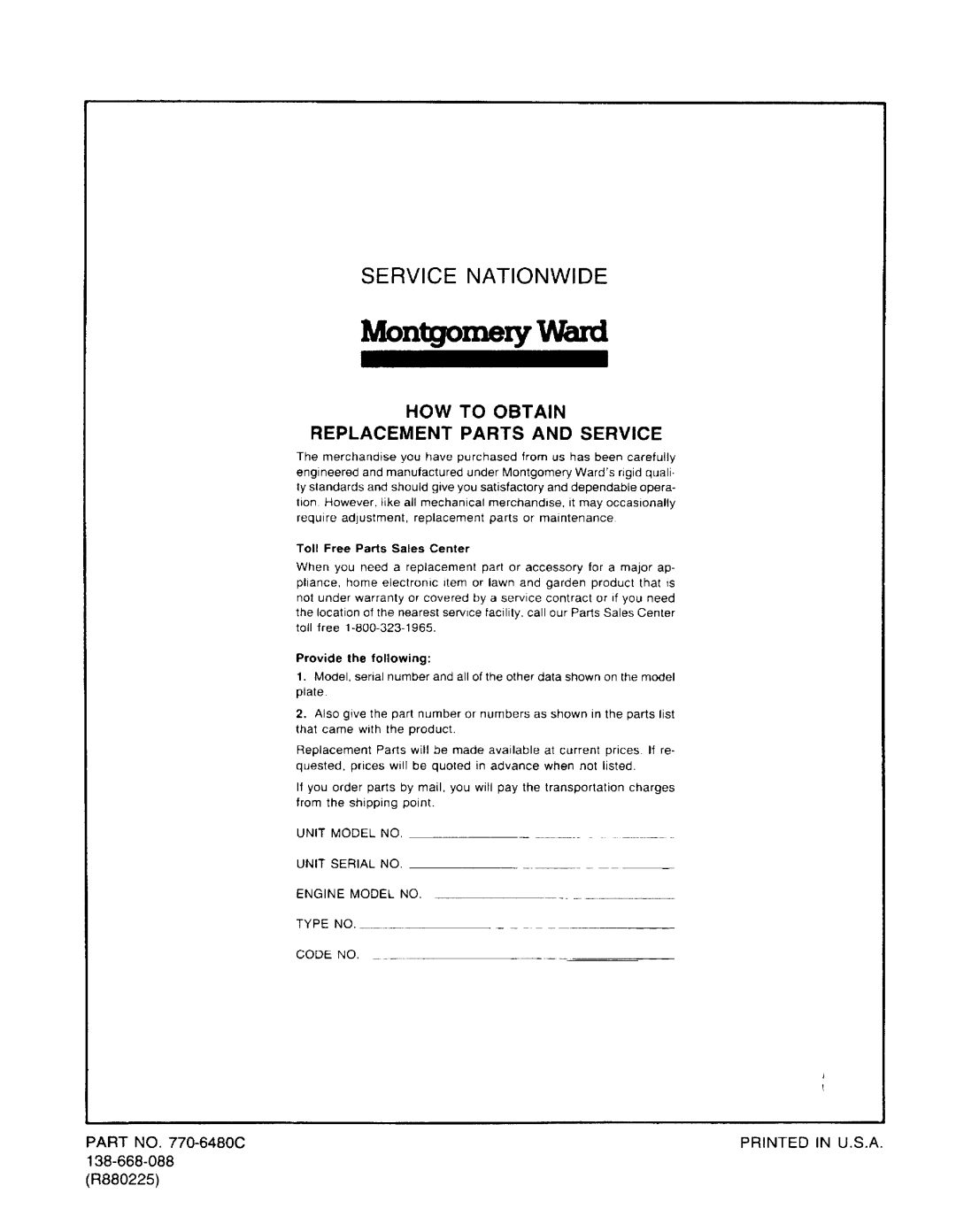 Montgomery Ward TMO-33934A manual 