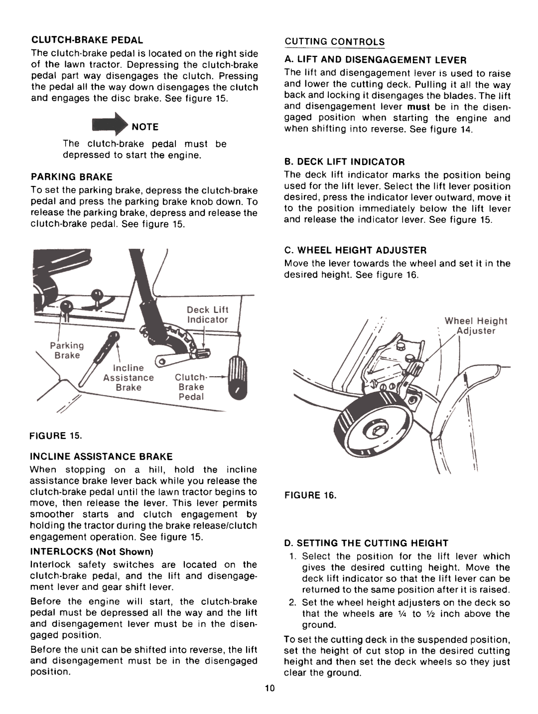 Montgomery Ward TMO-33986C, TMO-33902A manual Parking Brake, A. Lift And Disengagement Lever, B. Deck Lift Indicator 