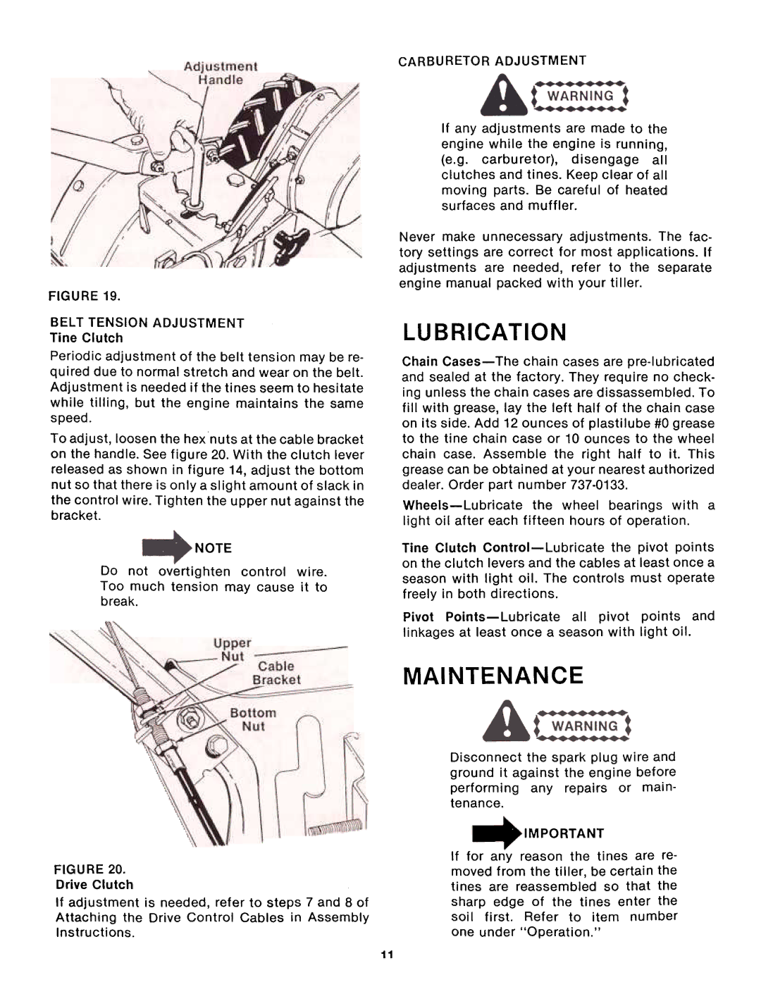 Montgomery Ward TMO-39084A, TMO-39083A manual MAl Ntenance, Carburetor Adjustment 