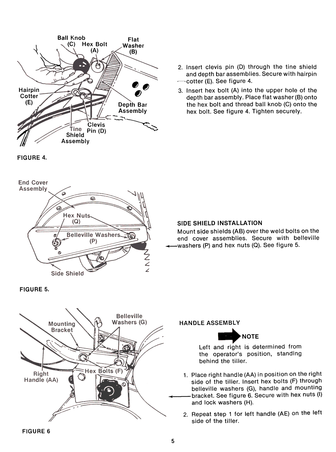 Montgomery Ward TMO-39084A, TMO-39083A manual Hex bolt. See . Tighten securely, Side Shield Installation, Handle Assembly 