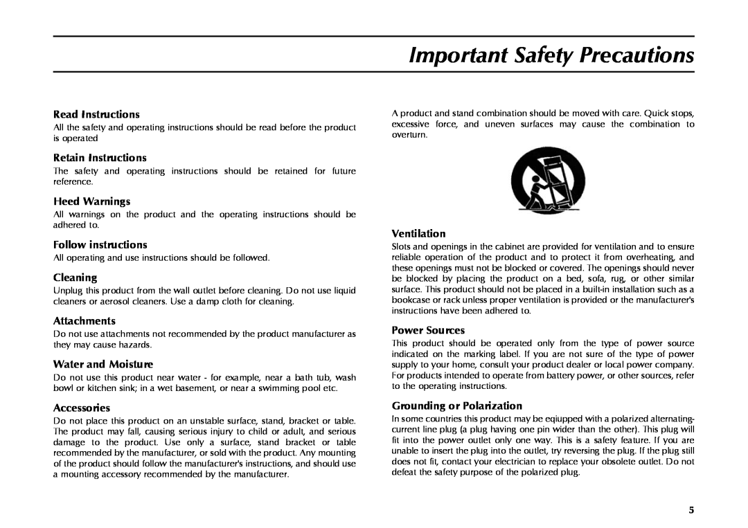 Mordaunt-Short MS309W owner manual Important Safety Precautions, Read Instructions 