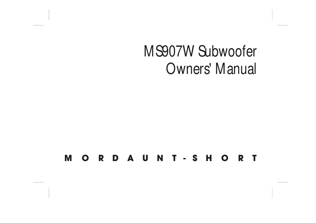 Mordaunt-Short MS907W owner manual 