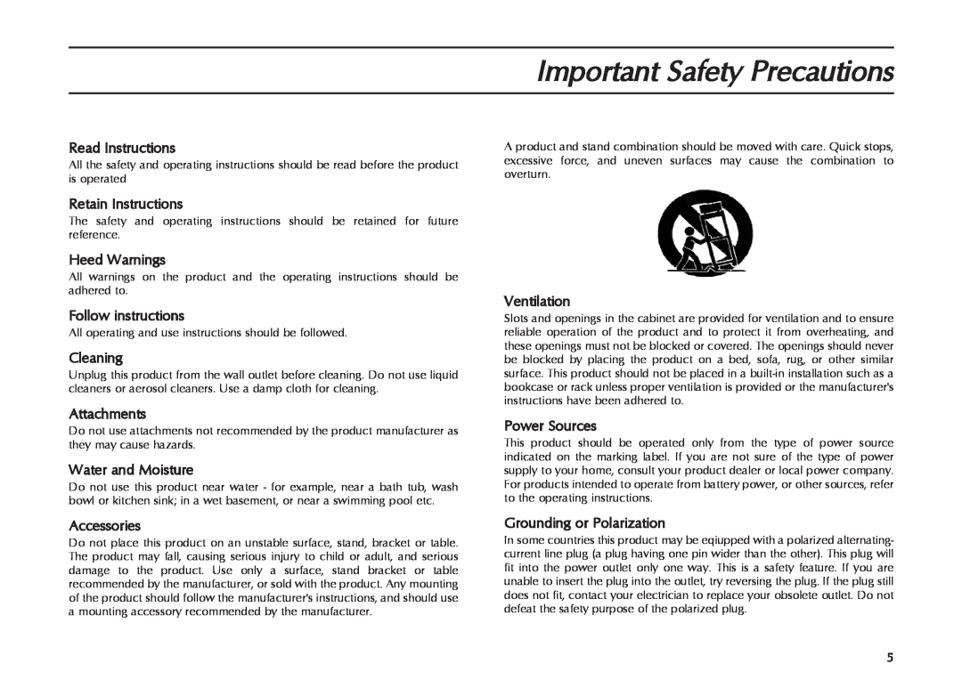 Mordaunt-Short MS909W manual Important Safety Precautions, Read Instructions 