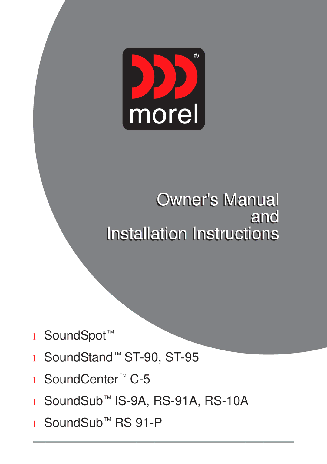 Morel ST-95, ST-90 owner manual Ownerss Manuall Installationll i Instructionsi 