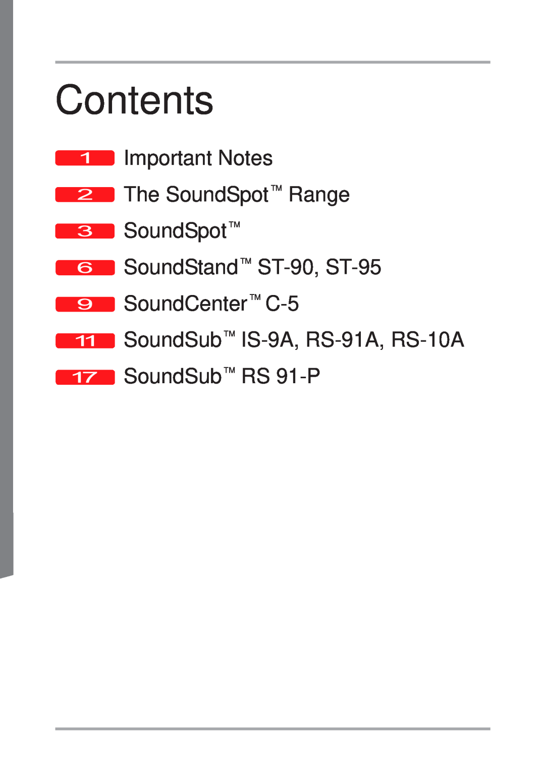 Morel Contents, Important Notes The SoundSpotTM Range SoundSpotTM, SoundStandTM ST-90, ST-95 SoundCenterTM C-5 