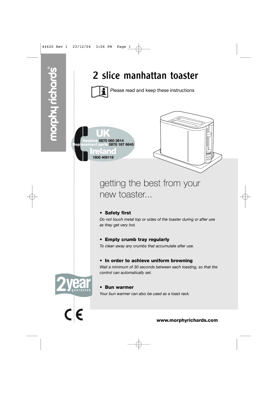 Morphy Richards 2 slice manhattan toaster manual Slice manhattan toaster 