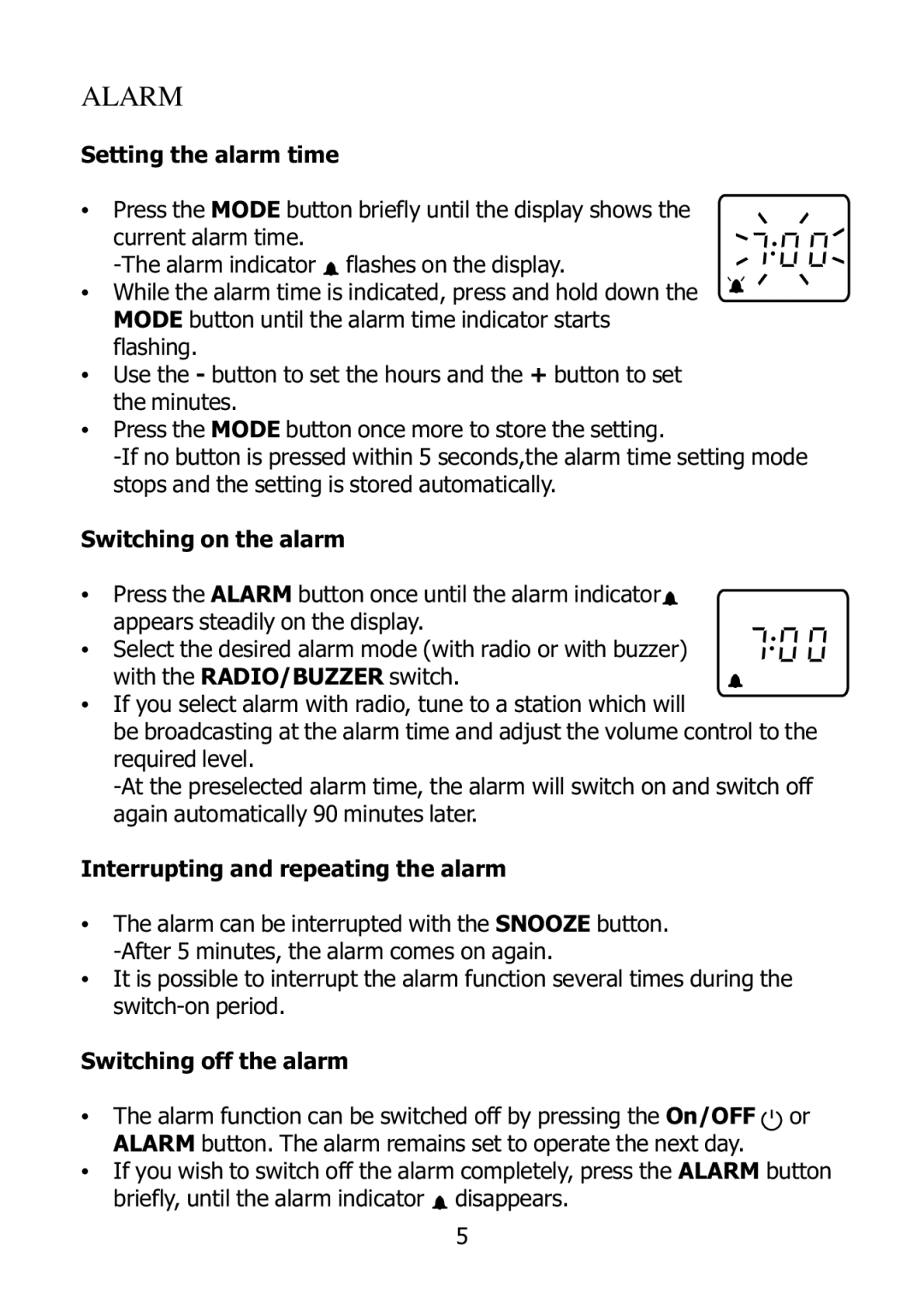 Morphy Richards 27004 operating instructions Alarm 