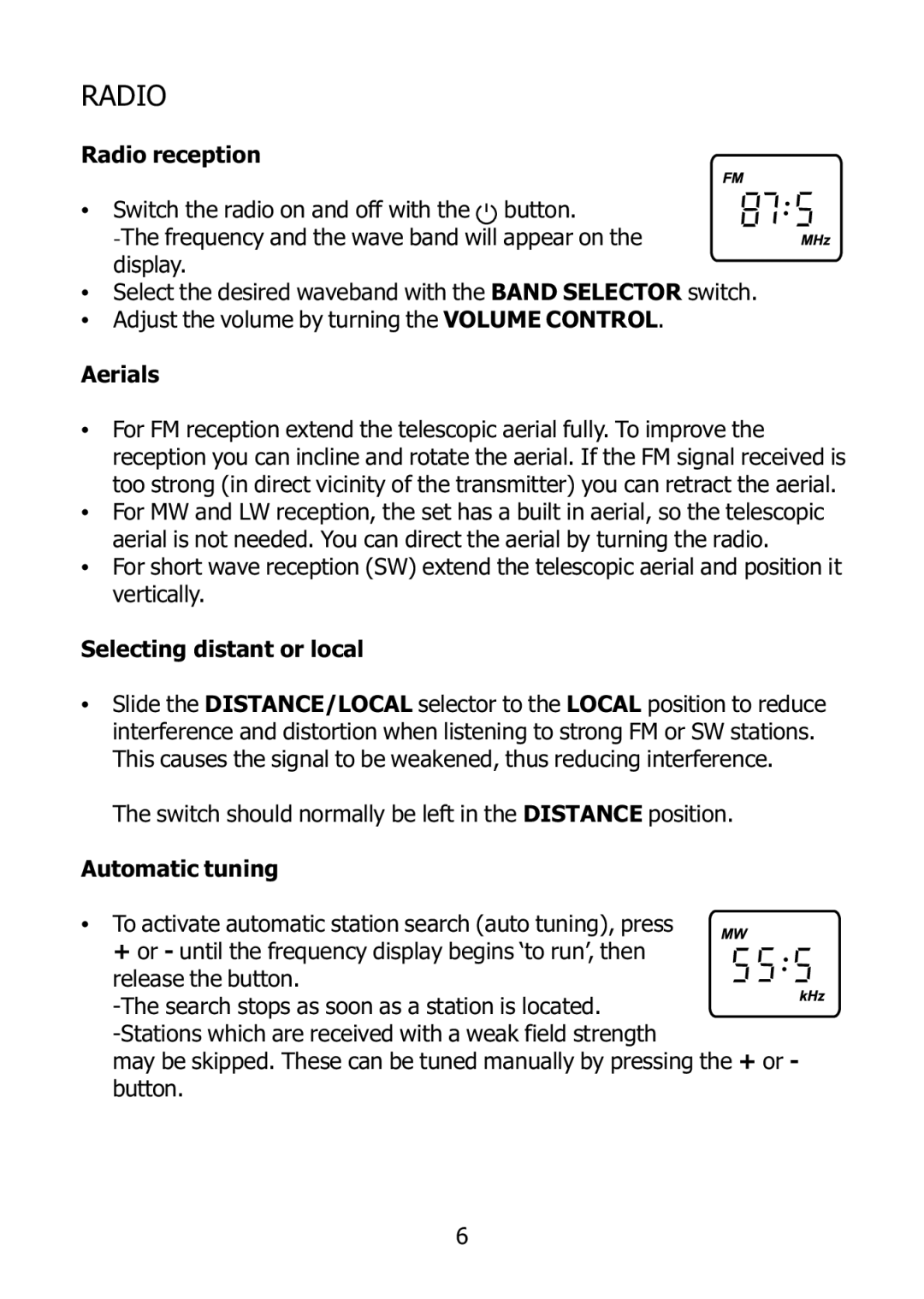 Morphy Richards 27004 operating instructions Radio 