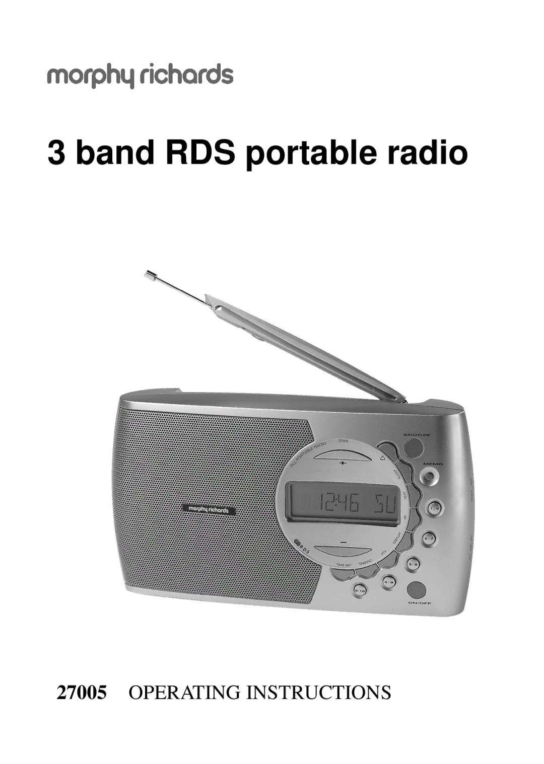 Morphy Richards 27005 operating instructions Band RDS portable radio 