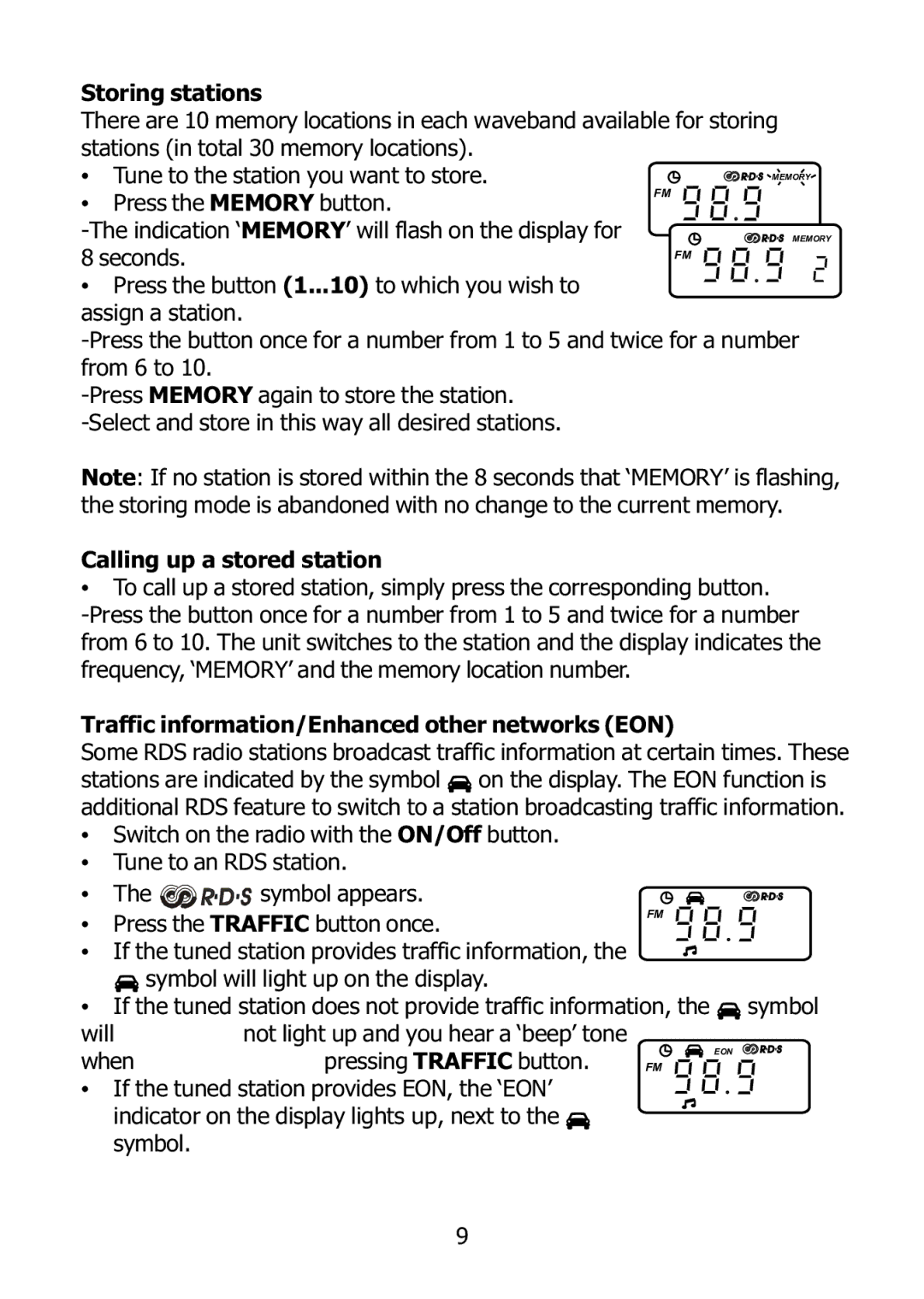 Morphy Richards 27005 operating instructions If the tuned station does not provide traffic information 