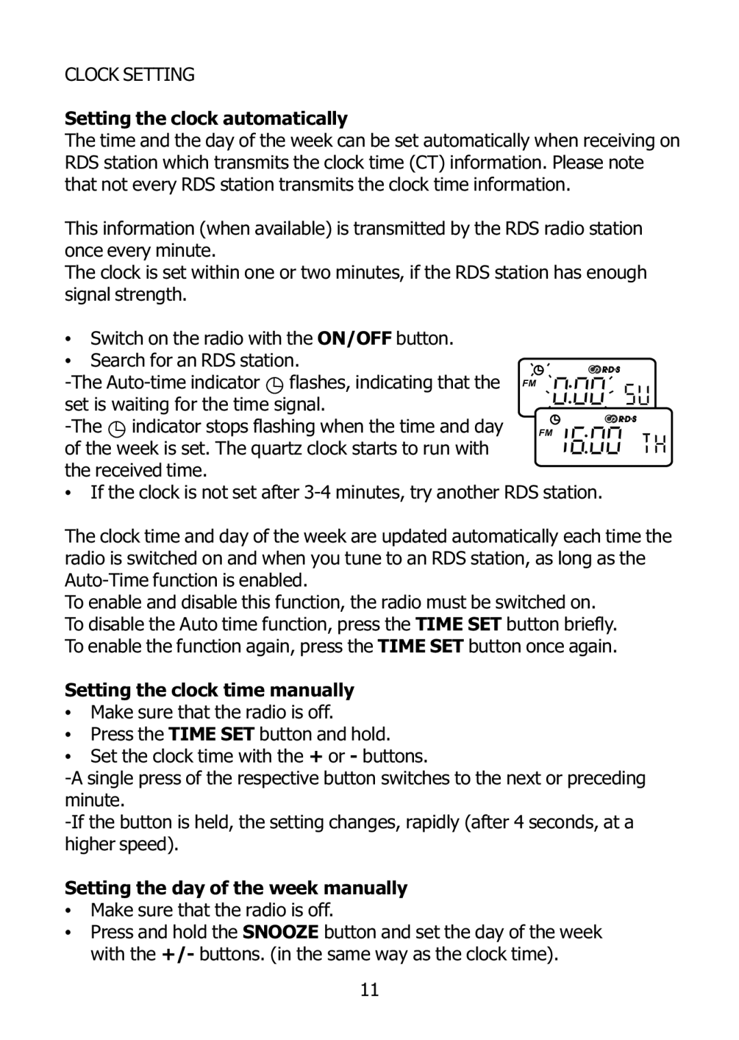 Morphy Richards 27005 operating instructions Clock Setting 