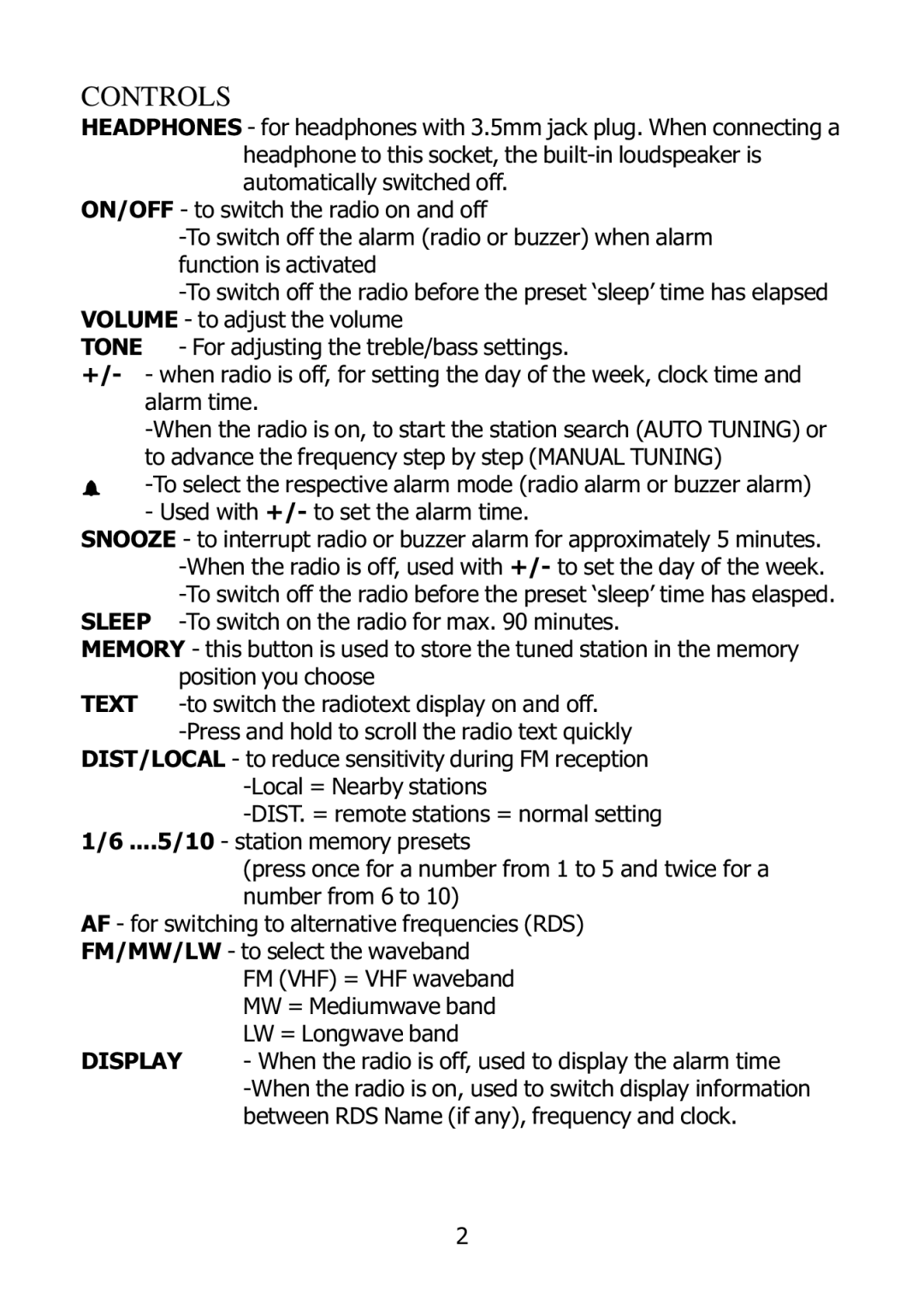 Morphy Richards 27005 operating instructions Controls 