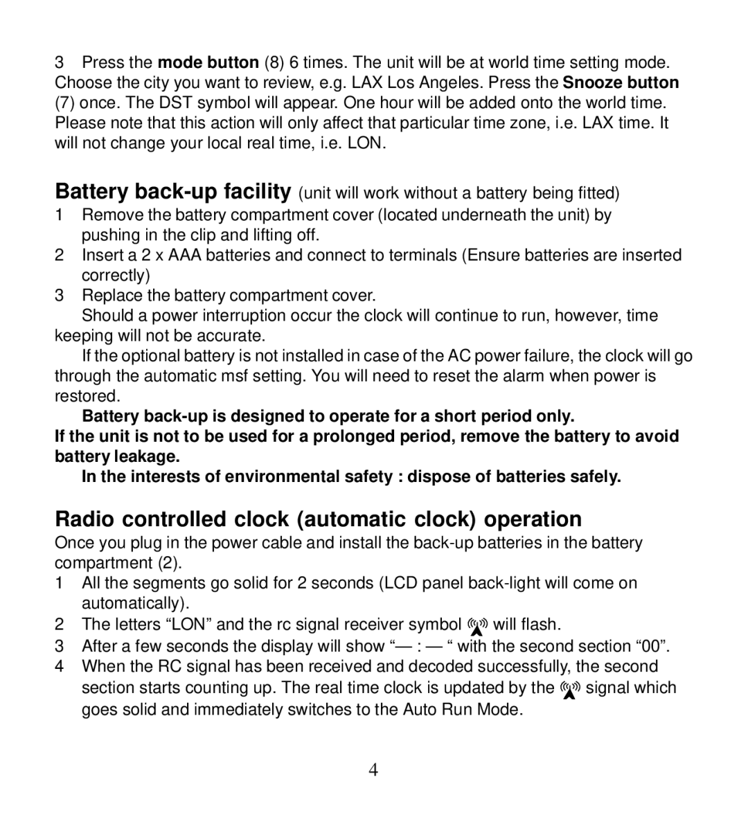 Morphy Richards 28026 operating instructions Radio controlled clock automatic clock operation 