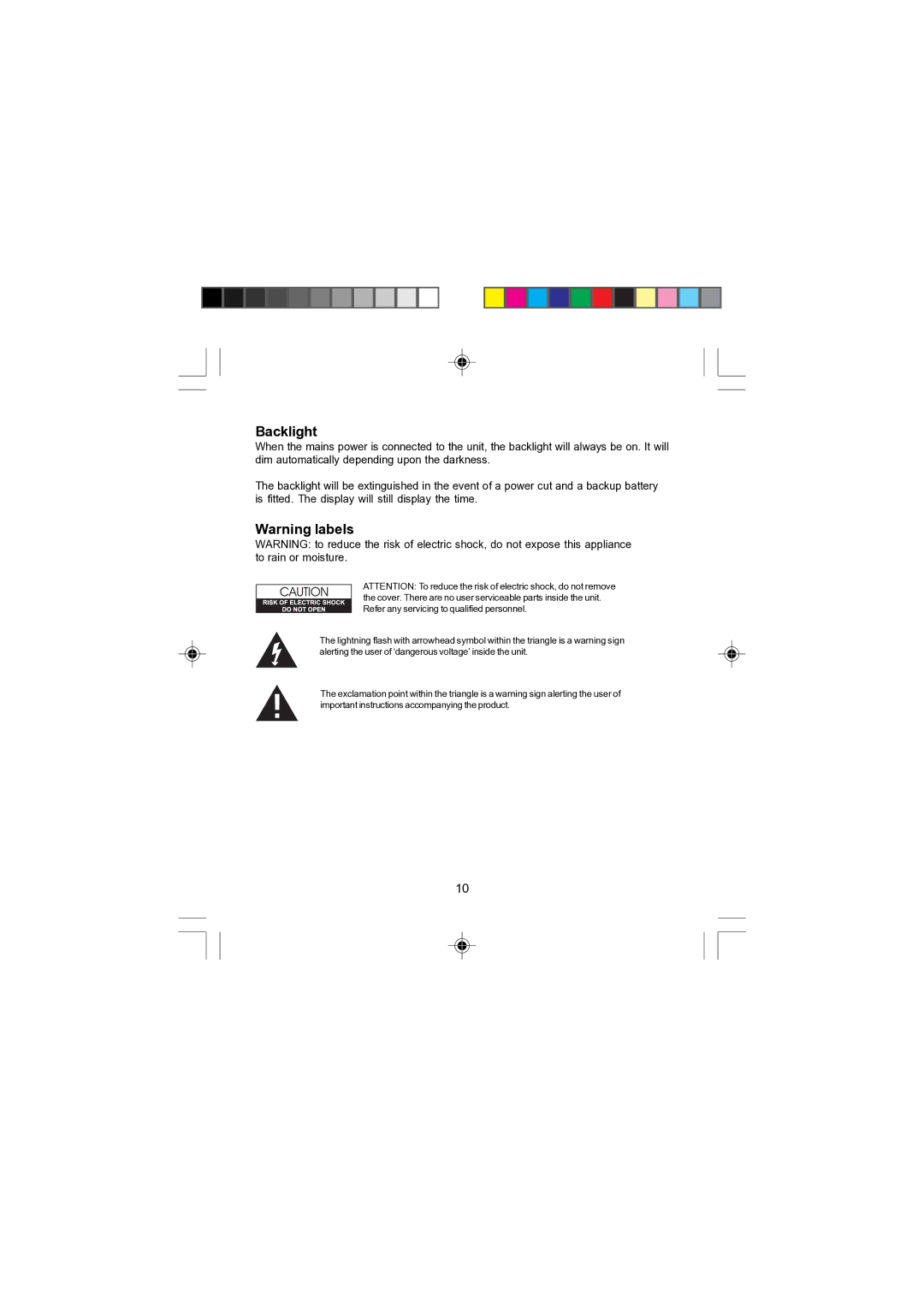 Morphy Richards 28034 operating instructions Backlight 