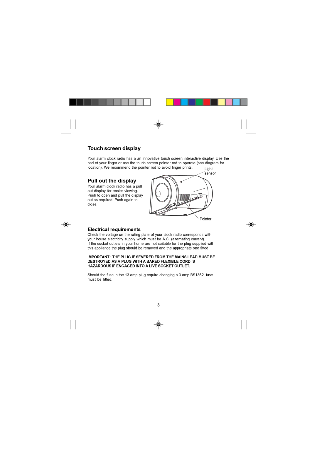 Morphy Richards 28034 operating instructions Touch screen display, Electrical requirements 